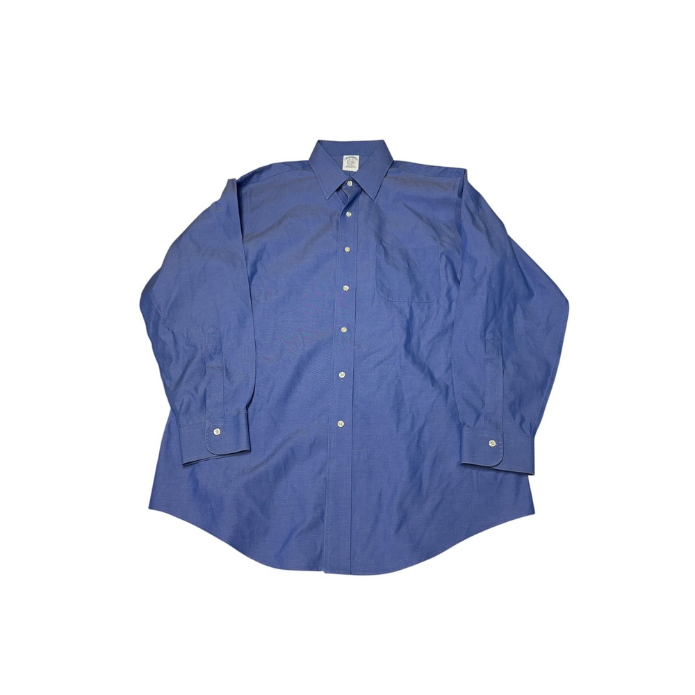 Brooks Brothers Mens 16-33 Blue Non-Iron Supima Cotton Classic Dress Shirt